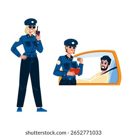 patrulha policial vetor. crime uniforme, prisão de investigação, proteção segurança patrulha policial personagem.