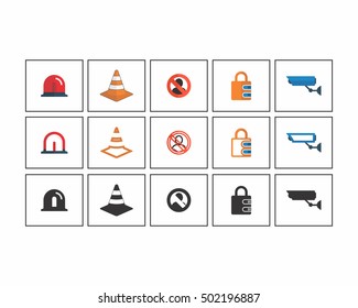 patrol siren padlock image vector icon logo set