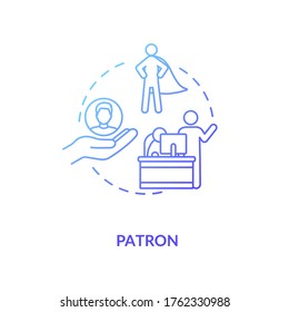 Patron concept icon. Mentor figure, superior chief and leader idea thin line illustration. Professional development specialist, sponsor. Vector isolated outline RGB color drawing