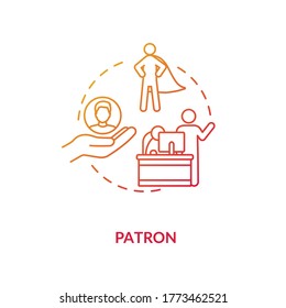 Patron concept icon. Mentor figure, superior chief and leader idea thin line illustration. Professional development specialist, sponsor. Vector isolated outline RGB color drawing