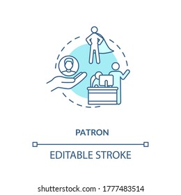 Patron concept icon. Mentor figure, superior chief and leader idea thin line illustration. Professional development specialist, sponsor. Vector isolated outline RGB color drawing. Editable stroke