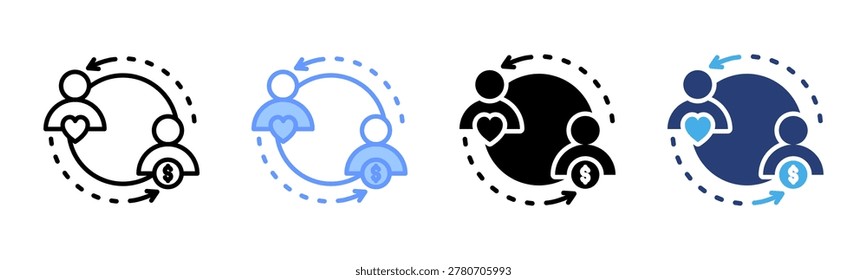 Patronage icon set multiple style collection