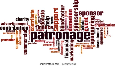 Patronage word cloud concept. Vector illustration
