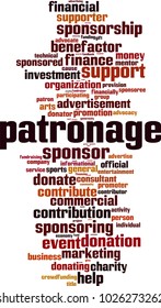 Patronage word cloud concept. Vector illustration