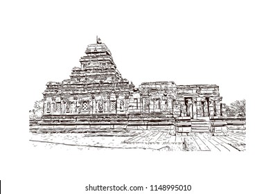 Pattadakal Called Raktapura Complex 7th 8th Stock Vector (Royalty Free ...