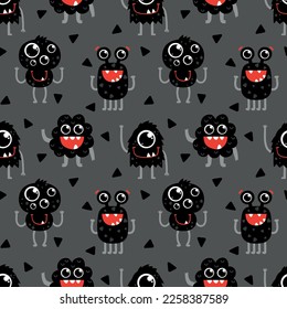 pattan design for kids fashion with cute monsters drawing as vector