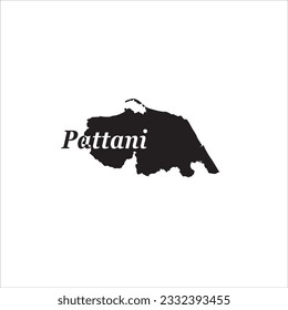 Pattani map and black lettering design on white background