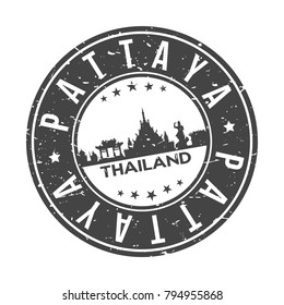Pattaya Thailand Asia Stamp Logo Icon Symbol Design Skyline City Vector.