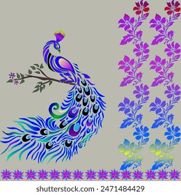 Patten Ethnic Peacock tribal seamless pattern for wallpaper,decoration,fabric and textile, background, rug.