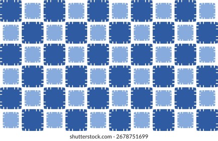 patrón de bloque de borde blanco de tablero de ajedrez, luz vintage Bloque de rectángulo azul arreglar en cuadrícula cruzada cuadrada sin fisuras Diseño de patrón para impresión de tela, patrón vintage
