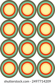 El patrón de los años 60. Ilustración vectorial. Círculos