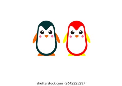 The pattern of 2 cute penguins. Perfect for make seamless pattern, animal background, education purposes, textile, fabric, wrapping paper, wallpaper, backdrop and other commercial needs.