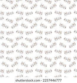 Pattern 2023. Seamless pattern with the symbols of the year a cat and a hare. Cartoon vector illustration.