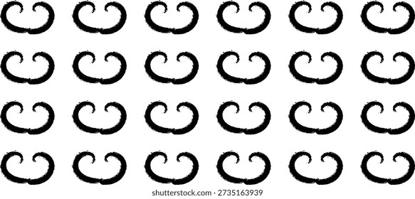 Un patrón de 30 pendientes en forma de corazón negro sobre un fondo blanco