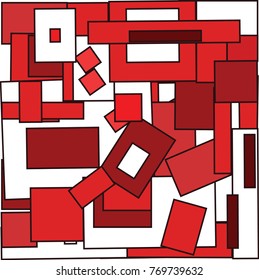  pattern of the 3d square. Red background.The artwork was inspired by Santa Claus.