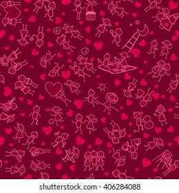 Pattern about love with a story about a boy and a girl