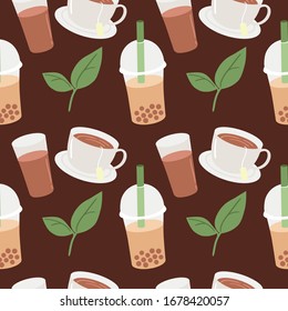 pattern about tea theme and fruits vector