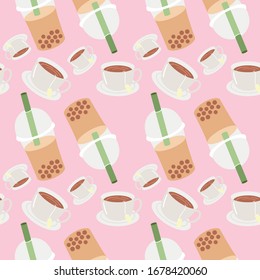 pattern about tea theme and fruits vector