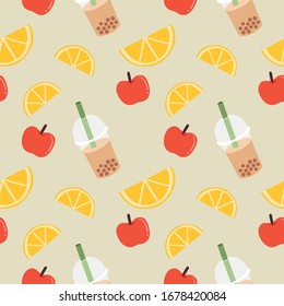 pattern about tea theme and fruits vector