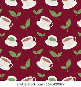 pattern about tea theme and fruits vector