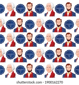 pattern Abraham Lincoln and George Washington USA Flag  Presidents Day Text Frame Elements Set