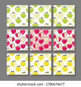 Pattern with an abstract Apple. Seamless pattern with colorful heart-shaped apples. Vector illustration for children's design, fabric and textiles.