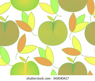  Pattern of abstract apples and colorful leaves vector