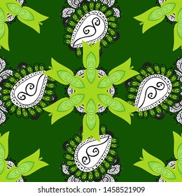 Pattern with abstract art flower for Tibetan yoga. Bohemian decorative element, indian henna design, vector retro circle. Flower, tribal vintage sketch with a medallion on white, black, green colors.