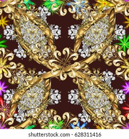 Pattern with abstract art flower for Tibetan yoga. Bohemian decorative element, indian henna design, retro circle ornament on. Mandala colored, tribal vintage background with a medallion.