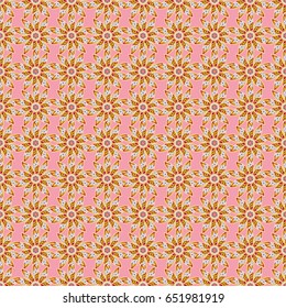 Pattern with abstract art flower for Tibetan yoga. Bohemian decorative element, indian henna design, retro circle ornament on. Mandala colored, tribal vintage background with a medallion.