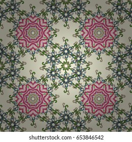 Pattern with abstract art flower for Tibetan yoga. Bohemian decorative element, indian henna design, vector retro circle ornament. Mandala, tribal vintage sketch with a medallion on gray background.