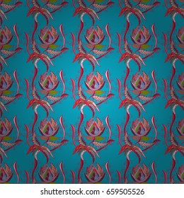 Pattern with abstract art flower for Tibetan yoga. Bohemian decorative element, indian henna design, vector retro circle ornament. Mandala, tribal vintage sketch with medallion on colorful background