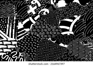pattern. Abstract background with brush strokes. Monochrome hand drawn texture. Modern graphic design.Hand drawn striped.	
