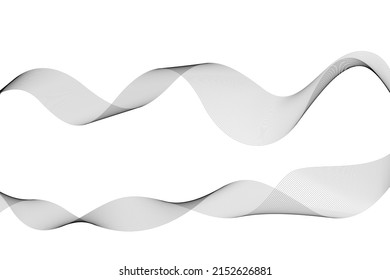 Pattern of abstract black wavy lines flowing on a white background for technology, music, science and the digital world