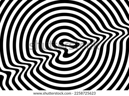 Pattern with Abstract Black and White Optical Illusion. Circle Stripes Background with Ripple Effect. Vector Target Illustration