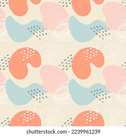Pattern abstract boho style, pastel colors, doodle .