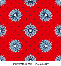 Pattern of abstract circular shapes on polka dot pattern background. Seamless vector illustration