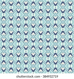 Pattern with abstract  ditsy flowers in teal colors. Seamless vector background. 