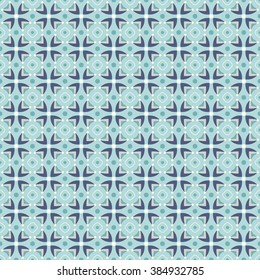 Pattern with abstract  ditsy flowers in teal colors. Seamless vector background. 