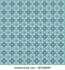 Pattern with abstract  ditsy flowers in teal colors. Seamless vector background. 