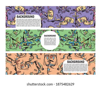 Pattern Abstract Doodles B Three Colors