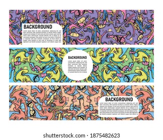 Pattern Abstract Doodles C Three Colors