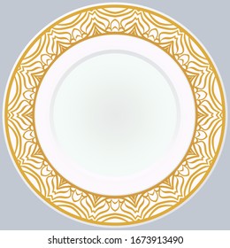 Pattern With Abstract Floral Round Ornament. Oriental Pattern.  Vector