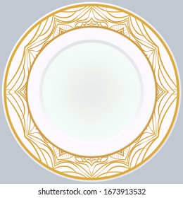 Pattern With Abstract Floral Round Ornament. Oriental Pattern.  Vector