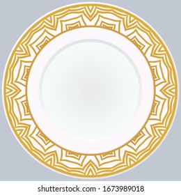 Pattern With Abstract Floral Round Ornament. Oriental Pattern.  Vector