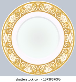Pattern With Abstract Floral Round Ornament. Oriental Pattern Vector