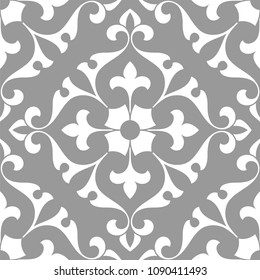 Pattern. Abstract floral seamless background with stylized leaves and scrolls forming ornament in Arabesque style.