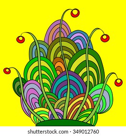 Pattern with abstract flower Bush image; vector image.