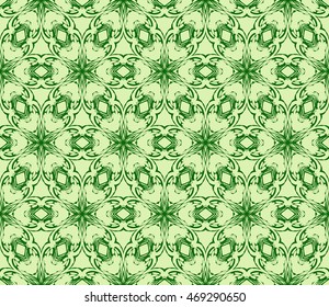 pattern of abstract flowers. green color. Seamless vector illustration. to design greeting cards, backgrounds, wallpaper, interior design.