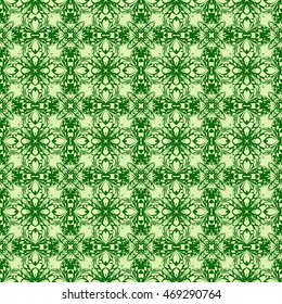 pattern of abstract flowers. green color. Seamless vector illustration. to design greeting cards, backgrounds, wallpaper, interior design.